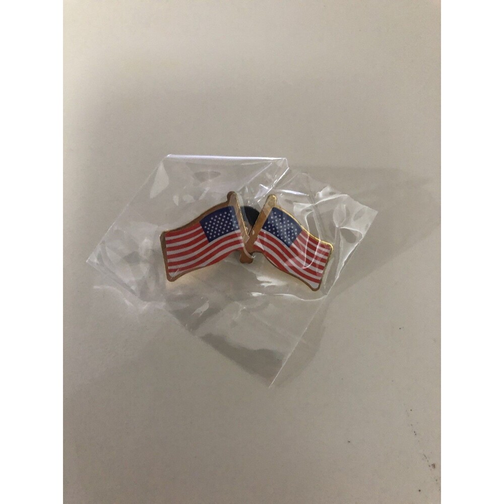 Vintage‎ USA Double Flag Pin New Sealed